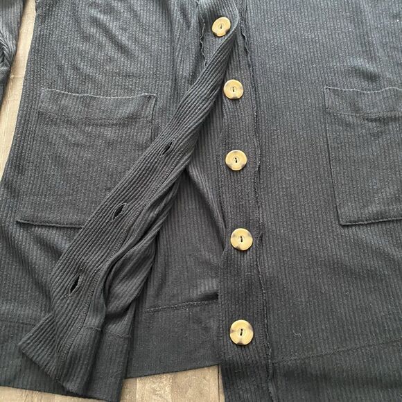 Intimately Free People Cardigan Size XS Ribbed Slouchy Oversized Black Sweater - Picture 7 of 16